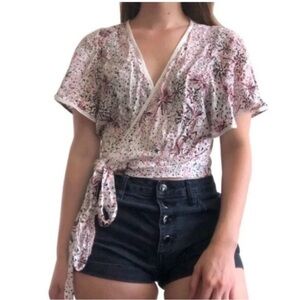Poupette St. Barth Nola Wrap Top Georgette Print